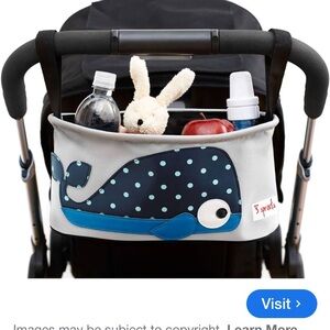 Navy Whale Stroller Organizer - Gray